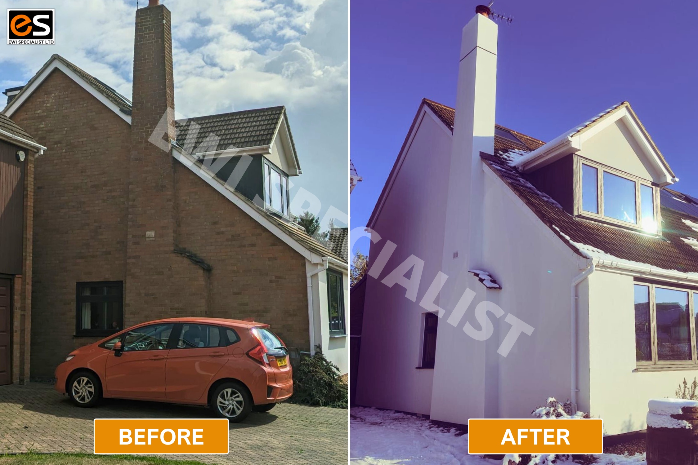 Rendering Outside Walls before and after effect