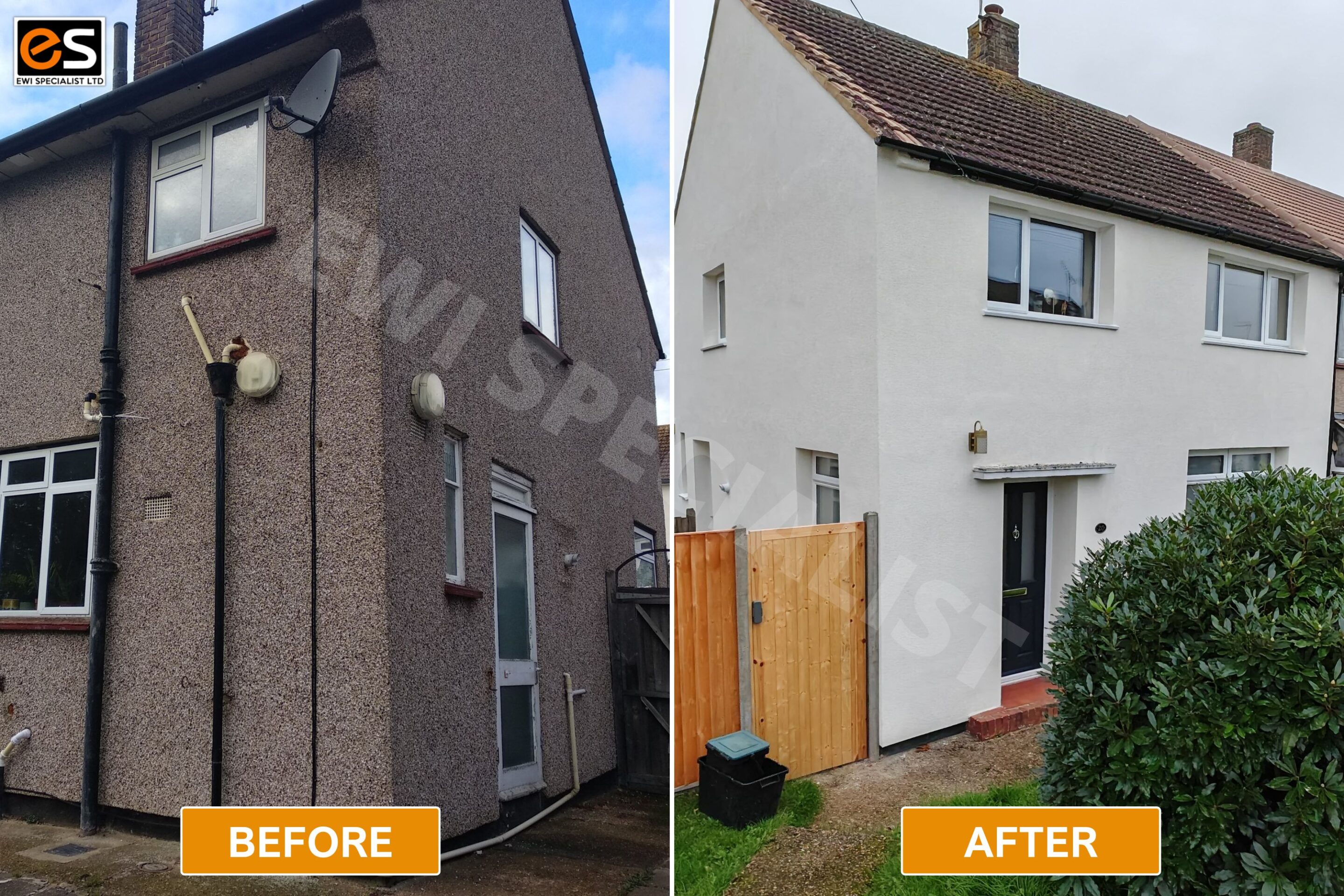 External Wall Insulation before and after picture