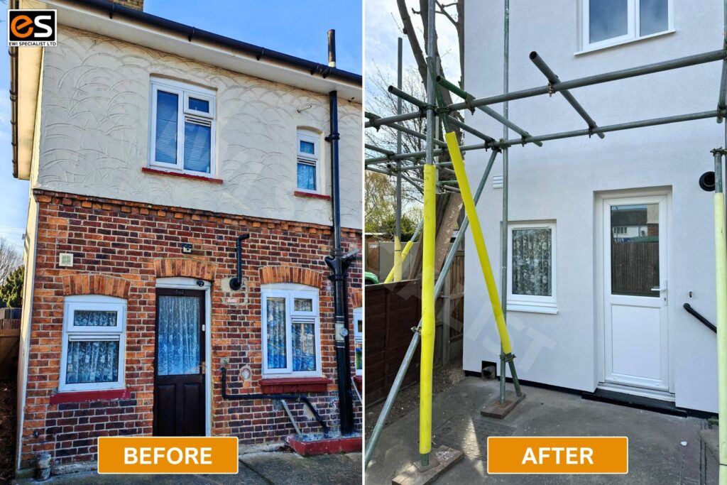 External Wall Insulation In Sidcup | Ewi Specialists Ltd External Wall Insulation in Sidcup Before After 2 | External Wall Insulation & Rendering by External Wall Rendering Specialists | EWI Specialists