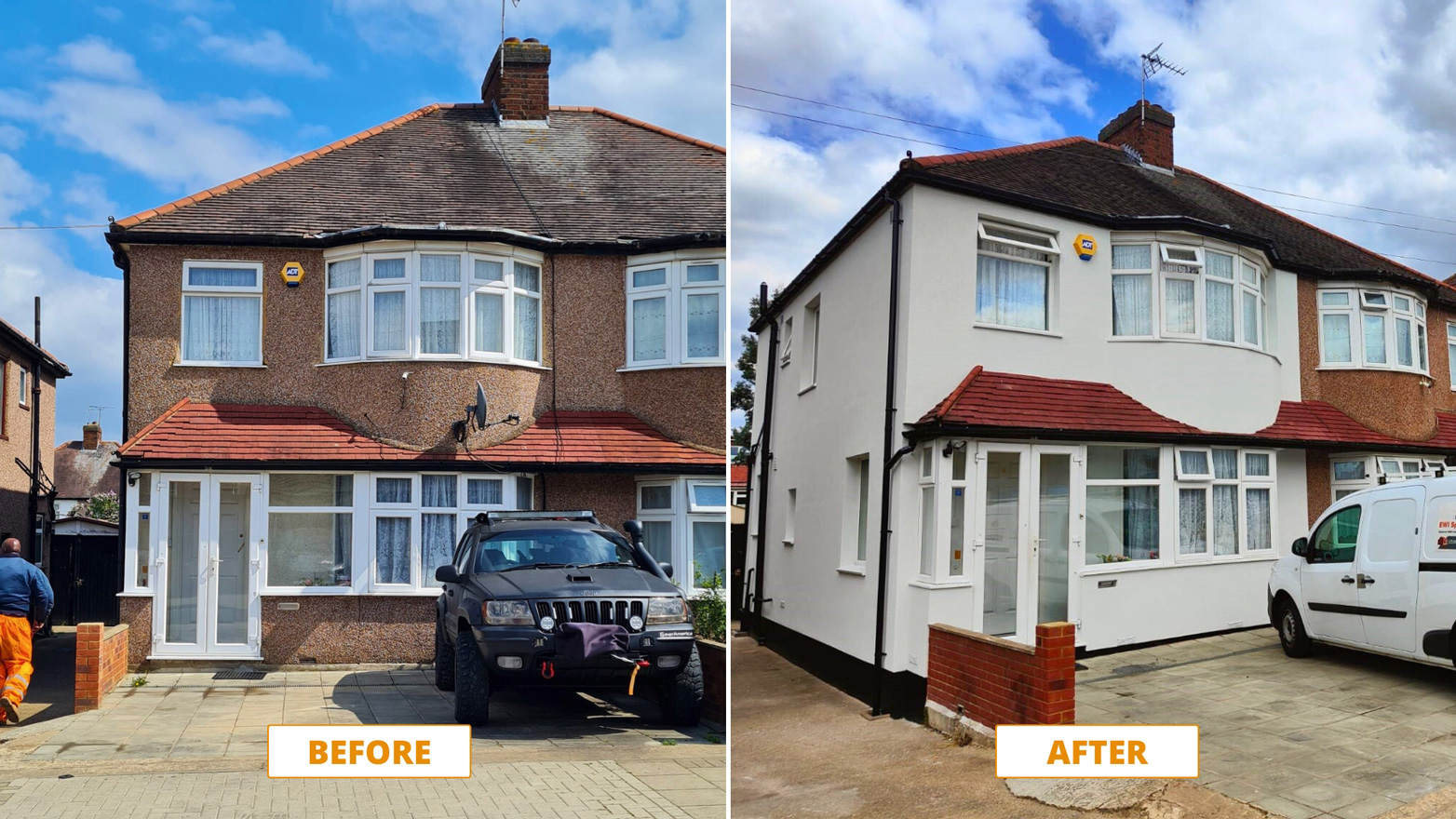 Rendering Outside Walls before and after effect