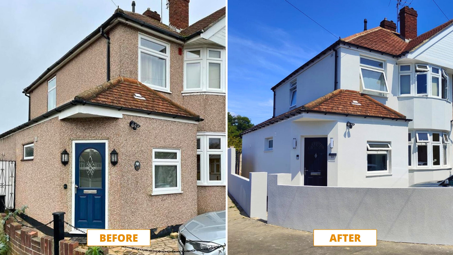 14 Rendering Outside Walls before and after effect