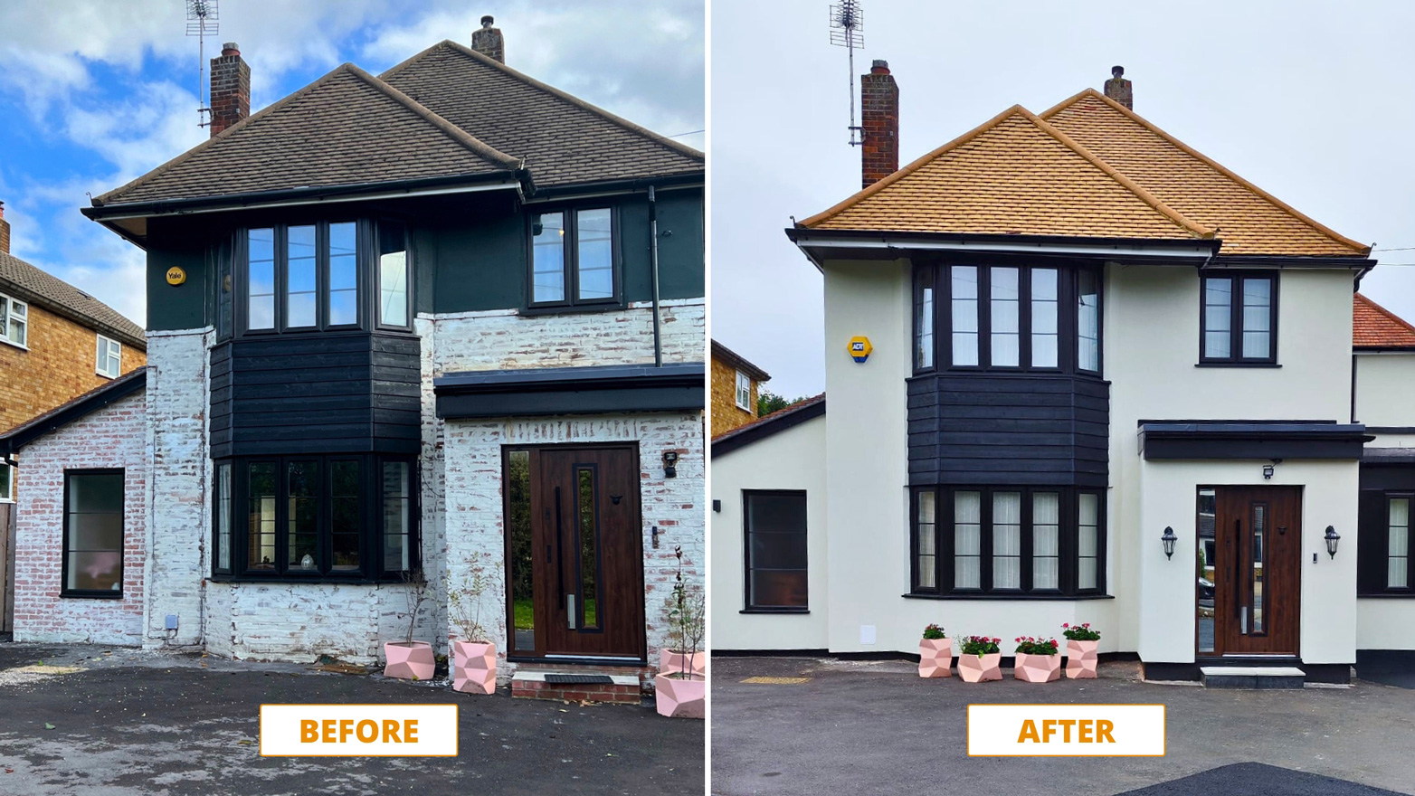 External Wall Insulation before and after picture
